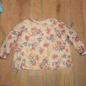 Loft Plus Floral Long Sleeved Plus Size 24 Top